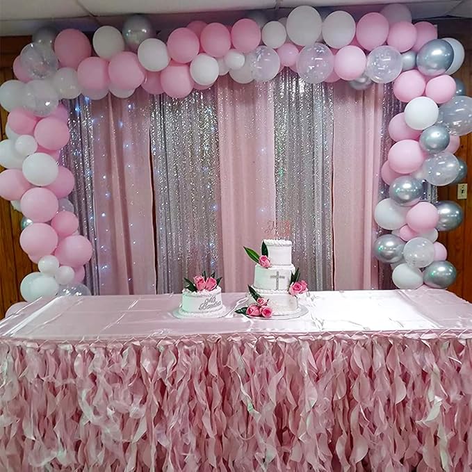 Pink Sequin Curtains 2FTx8FT 2 Panels Pink Sequin Backdrop Curtain for Parties Glitter Backdrop Photo Background for Wedding Baby Shower
