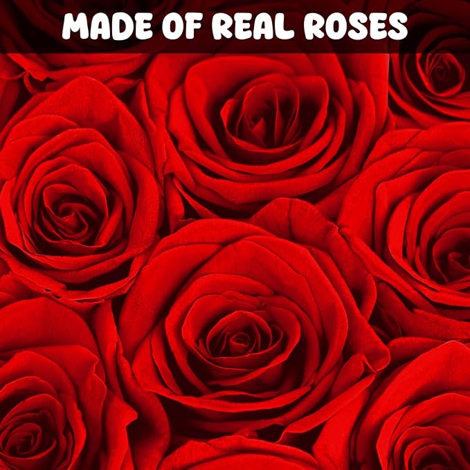 Forever Flowers, 16 Fresh Preserved Rose in Heart Shape Box for Delivery Prime, Eternal Rose for Her Wife Women Anniversary Birthday Red