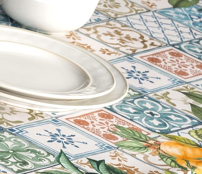 Maison d' Hermine Table Cloth Square Table 100% Cotton 54 x 54 Inches Tablecloth Reusable Decorative Everyday Use for Dining Room, Farmhouse, Home, Party, Festive & Wedding Spring Summer - Agrume