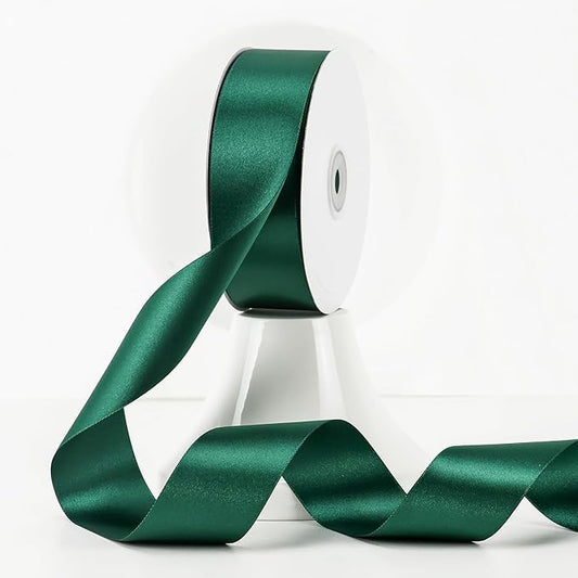 MEEDEE Dark Green Satin Ribbon - 1-1/2 inch Double Faced, Perfect for Christmas Tree, Wreaths, Weddings, Flower Bouquets