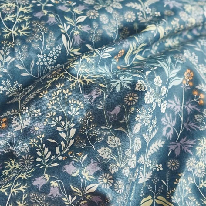 Vintage Floral Comforter Set Queen Aesthetic Blue Flower Comforter Garden Style Floral Bedding Comforter with 2 Pillowcases Fluffy Soft Cottagecore Flower Bedding Set Farmhouse Botanical Comforter Set