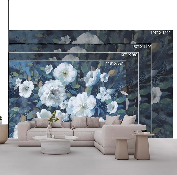 Wall Mural Peel and Stick Vintage Floral Mural- Thick Canvas Waterproof Wallpaper Art for Living Room Bedroom, Large Self-Adhesive Decor (Color-7, 137×98 inch)