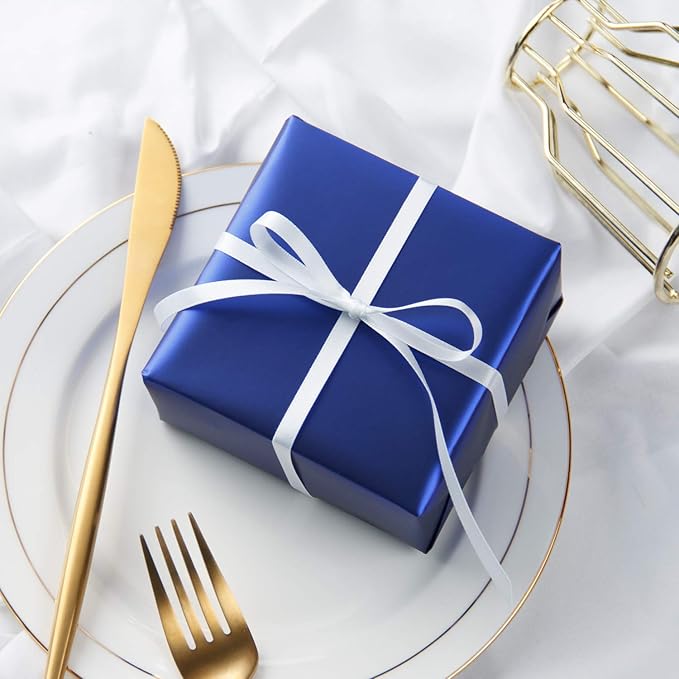 RUSPEPA Royal Blue Wrapping Paper - Metallic Matte Finish Solid Color Paper Roll, Perfect for Birthday, Wedding, Christmas,Baby Shower, Graduation Celebration - 17 Inches X 32.8 Feet