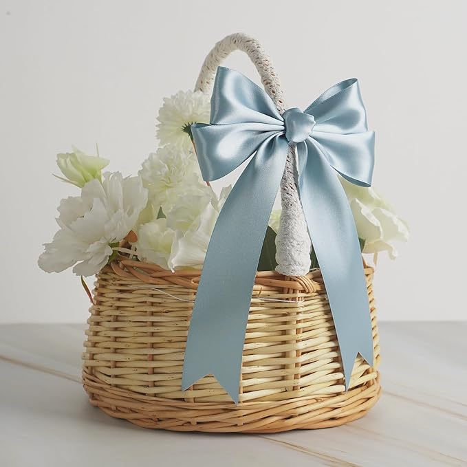 MEEDEE Slate Blue Satin Ribbon - 1-1/2 inch Double Faced, 50 Yards for Christmas Tree, Weddings, Flower Bouquets