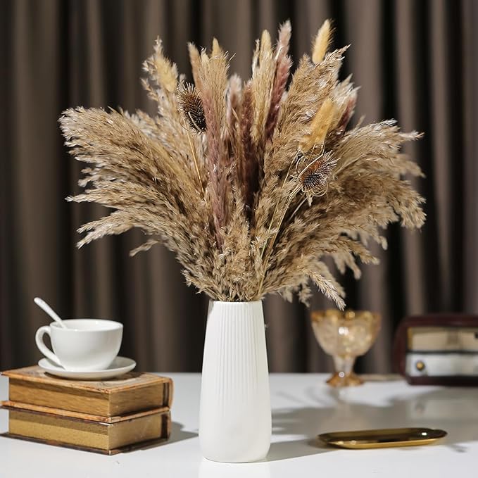 Dried Flowers Bouquet,Pampas Grass for Boho Decor,Rustic Farmhouse Flower for Bohemian Home,Bedroom,Living Room,Wedding Table Centerpieces(Bouquet C)