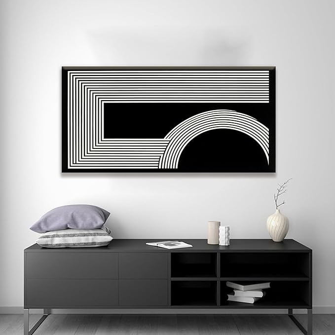 TAIJXAGSG Canvas Art Wall Decor Modern Line Art Prints Black And White Abstract Art Print Painting Modern Artwork Decorations For Living Room Pictures For Bedroom Office Home Wall Decor 24 X 48 In