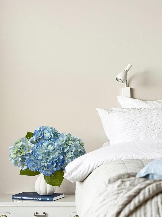 4 Pcs Real Touch Blue Hydrangeas Artificial Flowers 20'' Real Looking Faux Hydrangeas for Party Wedding Home Decor Kitchen Baby Shower Flower Arrangement