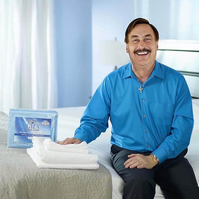 MyPillow Giza Dreams Bed Sheets, 100% Certified Giza Egyptian Cotton, Deep Pocket, Sateen Weave [Twin XL, Light Blue]