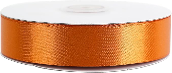 MEEDEE Orange 1 Inch Ribbon Orange Satin Ribbon Lux Double Faced Satin Ribbons by 50 Yards Polyester Wrapping Ribbons for Crafts, Wedding, Flower Bouquet, Holiday Decorating
