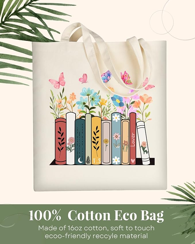 AUSVKAI Canvas Tote Bag Aesthetic for Women, Reusable Grocery Bag with Dog, Cotton Bags for Shopping Beach Trendy Retirement Gifts