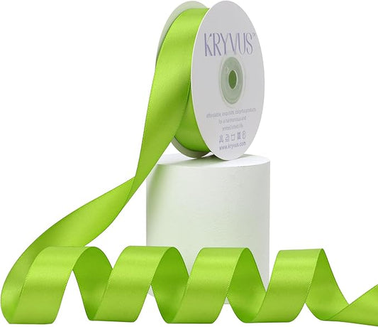 Apple Green Satin Ribbon, Double Faced 7/8 Inch X 25 Yards Apple Green Ribbon, Premium Satin Ribbon for Gift Wrapping, Crafts, Hair Bow Making, Sewing, Flower Bouquet, Wedding Party Decor