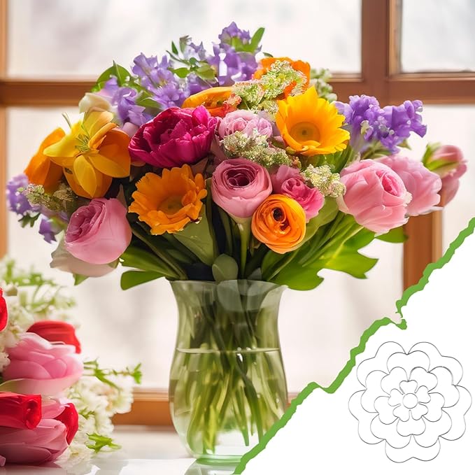 Hotop 3 Pcs Flower Arrangement Holder Floral Grid Flower Frog Tool Wire Stainless Steel Easy Arranger Floral Organizer for Vase Stems Bouquets(4.92'' Dia,Lovely Style)