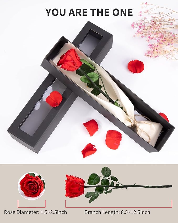 Flowers for Delivery Prime, Preserved Roses Flower Gifts for Women, Real Roses Single Rose Gifts for Her, Mom Birthday Gifts from Daughter, Valentines Flowers Red Roses