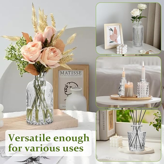 RUCKAE Small Clear Bud Vases Bulk 22 Pack Mini Flower Glass Vases for Centerpiece Table Wedding Decorations Home Decor Party(Transparent)
