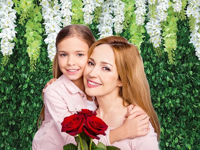 CHAIYA 10x8ft Greenery Backdrop with Flowers Green Leaf White Flower Photo Backdrops Bridal Shower Backdrop for Wedding Backdrops Reception Ceremony Birthday Party Decoration CY-027