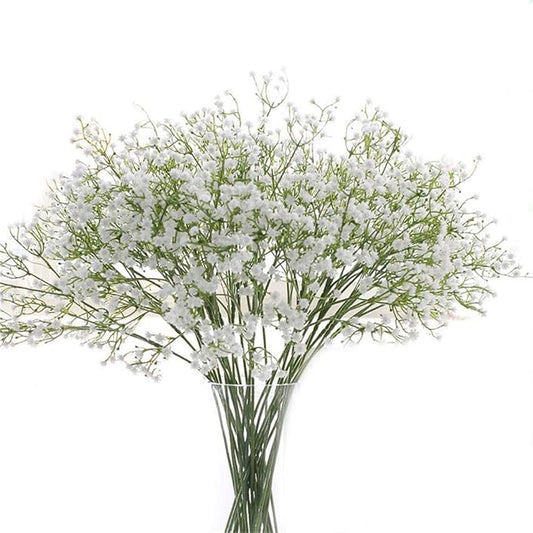 12 Pack Real Touch Artificial Baby's Breath Flowers - 21" Bendable Stems for Wedding Bouquets, Home Centerpieces & Outdoor Decor (Waterproof, Dustproof, White)
