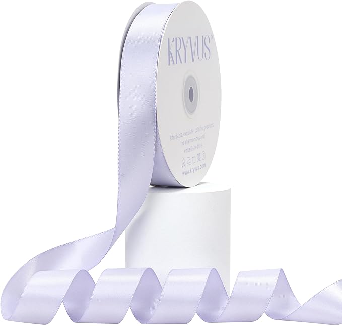 Lilac Mist Satin Ribbon, Double Faced 7/8 Inch X 50 Yards Lilac Mist Ribbon, Premium Satin Ribbon for Gift Wrapping, Crafts, Hair Bow Making, Sewing, Flower Bouquet, Wedding Party Decor