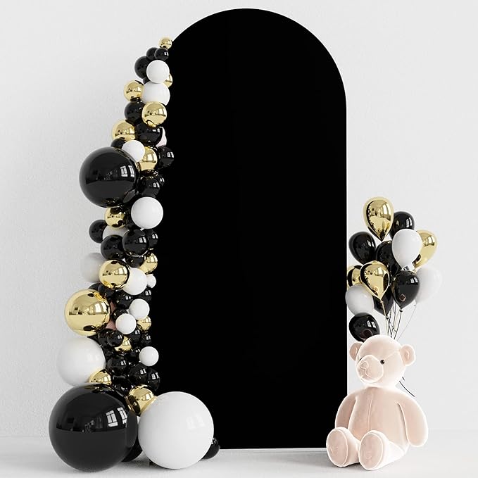 Wokceer 6FT Wedding Arch Cover Spandex Fitted Wedding Arch Stand Covers Round Top Chiara Arch Backdrop Cover for Birthday Party Ceremony Banquet Decoration Black