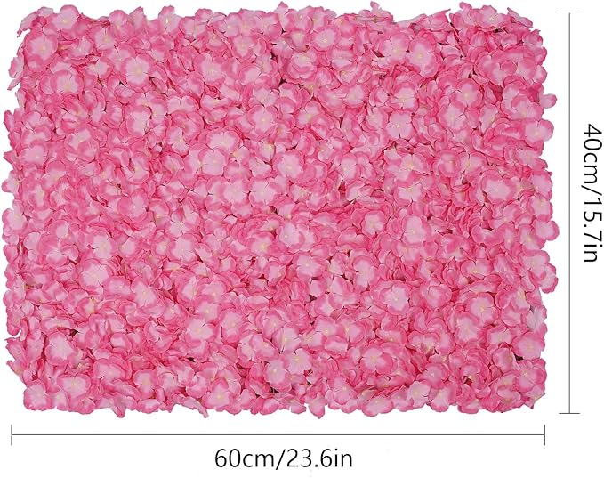 16"x 24" Artificial Flower Wall Panels,Flower Wall Mat Silk Flower Panels for Outdoor Garden Backyard Fence Fence Privacy Screen and Indoor Wall Decor(20Pcs Pink,Style 2)