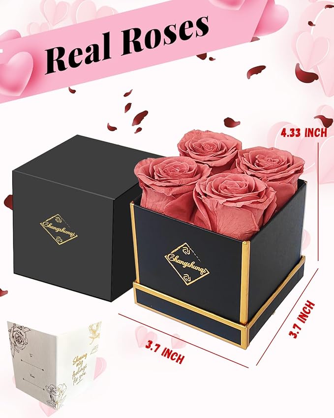 Changshunqi Preserved Roses, Forever Flowers Real Roses in a Box Last 2-3 Years, Forever Preserved Flowers Birthday Gifts for Womem Mom， Rose Forever Gifts for Her,Best Friend, Girlfriend