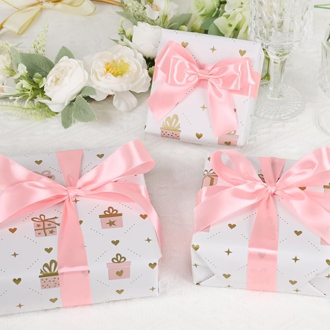 Cherry Blossom Pink Ribbon 1 Inch 60 Yards, Versatile Solid Satin Ribbon for Flower Bouquet, Graduation Lei, Crafts, Gift Wrapping, Baby Shower, DIY Bows and Wedding Decorations