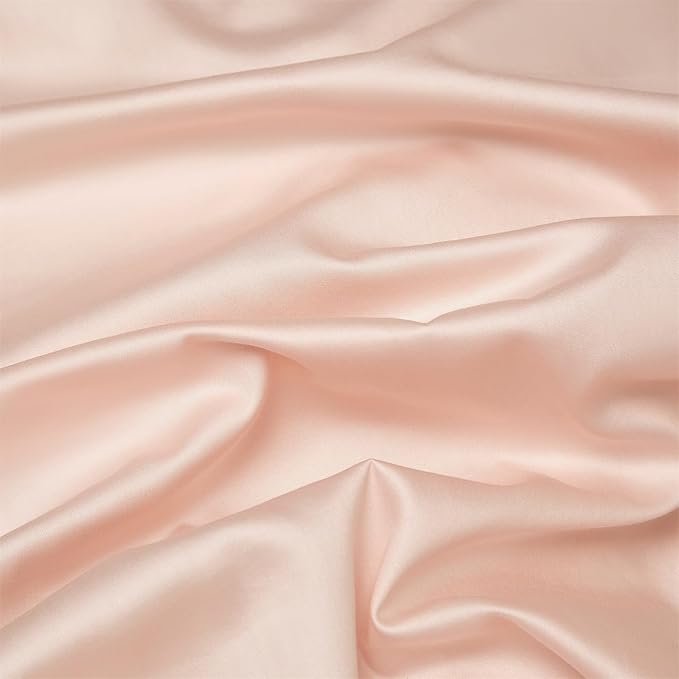 mixinni Luxury Satin Duvet Cover Set with Embroidery Lace, Silky Soft Bedding Set (1 Duvet Cover + 2 Pillowcases), Blush Pink - Elegant Bedroom Comforter Cover, Vintage Royal Style-Full Size