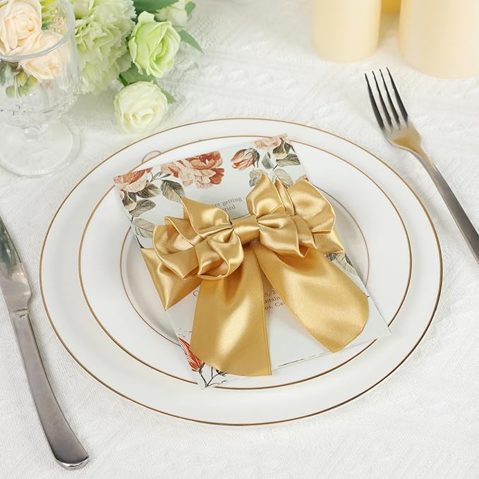 Champagne Gold Ribbon 2 Inch 60 Yards, Gold Satin Ribbon for Gift Wrapping, Flower Bouquet, Wedding, Crafts, Baby Shower, Christmas and Outdoor Decor