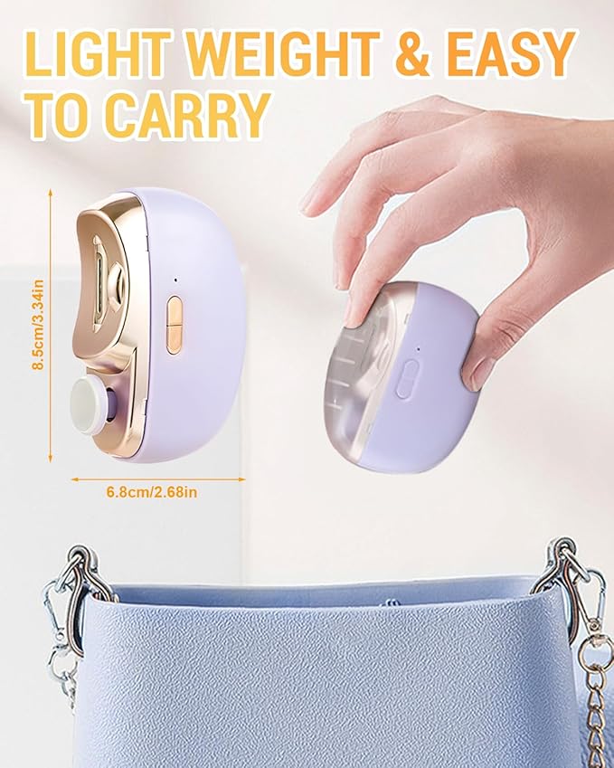 Electric Nail Clippers, 2026 New 2 in 1 Electric Polishing Automatic Nail Clippers, Multifunctional Nail Trimmer with 2 Adjustable Speeds for Seniors, Kids, Adults (Purple)