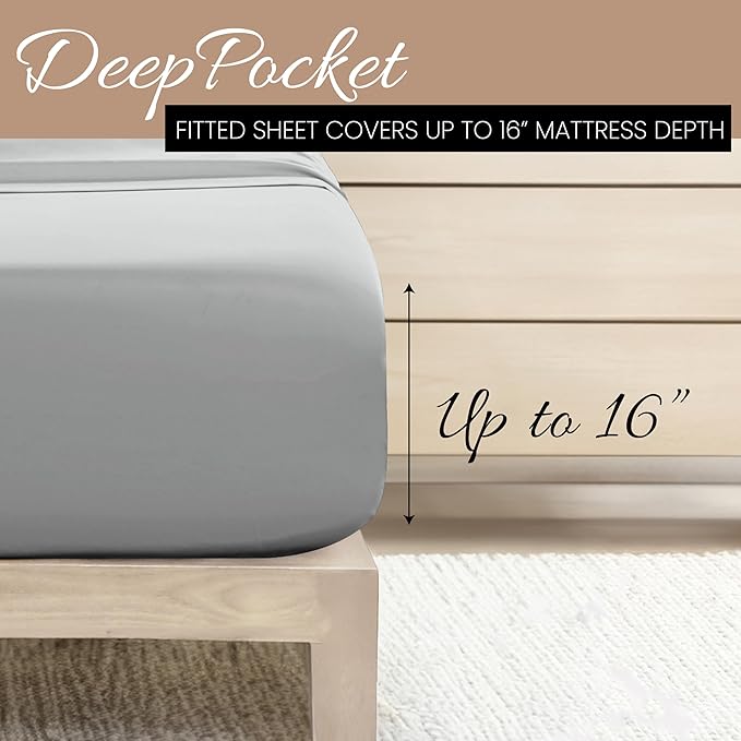 Linen Market Bed Sheets for Twin Size Bed (Light Gray) - Sleep Better Than Ever with These Soft and Cooling Twin Sheets - Deep Pocket Fits 16" Thick Beds - 3 Piece Twin Sheet Set