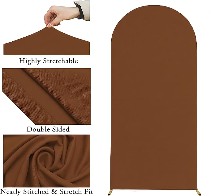6.6 FT Brown Arch Backdrop Cover, Chocolate Chiara Backdrop Cover, Wedding Arch Cover, Arch Backdrops Stand Cover for Birthday Wedding Photography
