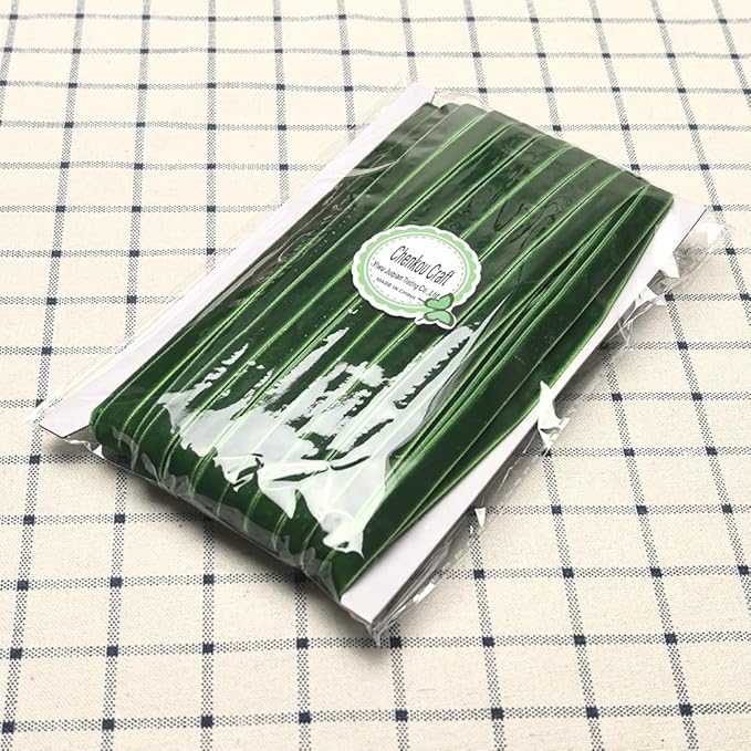 Chenkou Craft Christmas Green 25 Yards 3/8" Velvet Ribbon Lots Bulk (Green, 3/8"(10mm))