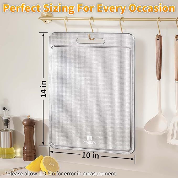 100% Pure Titanium Cutting Board with Groove, Scratch Resistant Chopping Board with Non-slip Pad for Kitchen, Titanium Cutting Boards for Vegetables and Meat, Dishwasher safe 11 * 15 IN