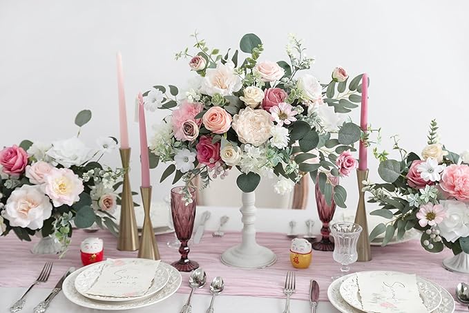 YYHUAWU Artificial Flowers Combo Set Fake Flower Leaf Box with Stems for DIY Wedding Bouquets Centerpieces Arrangements Baby Shower Party Home Decorations