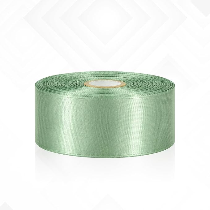 Sage Green Ribbon 1-1/2 Inch 30 Yards, Light Green Satin Ribbon for Gift Wrapping, Flower Bouquet, Crafts, Baby Shower, Christmas, Wedding and Bow Making