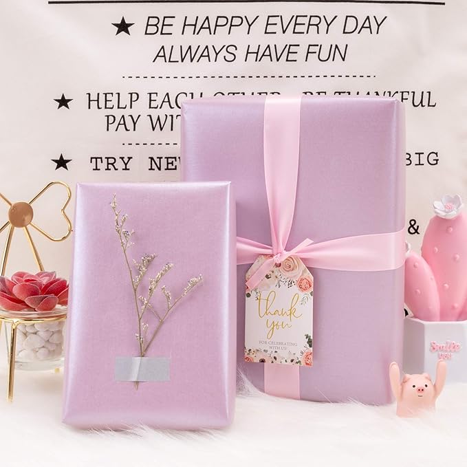 RUSPEPA Purple Matte Wrapping Paper - 81.5 Sq Ft - Solid Color Pearly - Lustre Paper Perfect for Wedding,Birthday,Christmas,Baby Shower - 30 inches x 32.8 feet