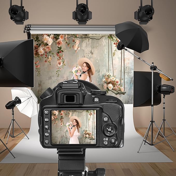Baocicco 8x6.5ft Vinyl Vintage Flowers Wall Photography Backdrop Pink Rose Retro Wall Old Style Background Photo for Medieval Wedding Banner Bridal Shower Party Decors Princess Girls Birthday Studio