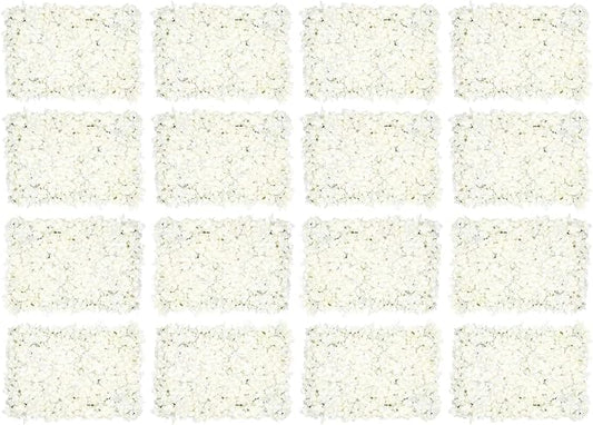 20 PCS Flower Wall Panel Artificial Flowers Wall Decoration 24" x 16" Decorative Hydrangea Flower Panels Wall for Home Party Wedding Christmas Festival Photo Backgdrop Decor (20PCS, White)