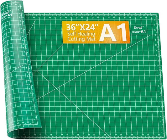 Ecraft 24"x36" Self-Healing Sewing Mat: Large Double Sided Green 5-Ply Hobby Mat, A1 Rotary Cutting Mat for Sewing, Quilting & Fabric Crafts