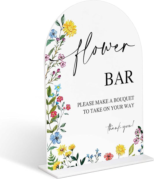 Acrylic Wedding Signs Flower Bar Sign for Reception, 6x8" Floral Themed Arch Acrylic Table Decor, Love Is In Bloom & Baby In Bloom Decorations for Baby Shower Bridal Shower Engagement Party