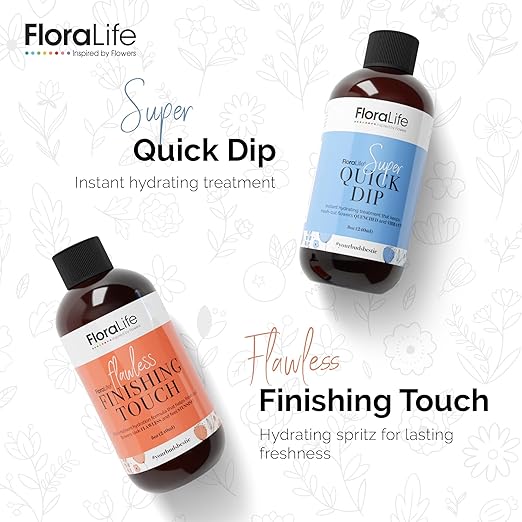FloraLife Quick Dip & Finishing Touch - Hydration Treatment & Multi-Nutrient Spray Set - 2 X 8oz