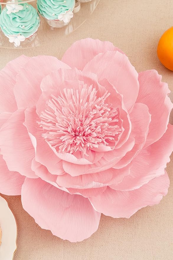 Crepe Paper Flowers Decoration for Wall, Artificial Flowers for Wedding Decor,Flower Backdrop Decor,Baby Shower,Birthday Party, Photo Backdrop, Nursery Wall Decor (Pink;Set/6)