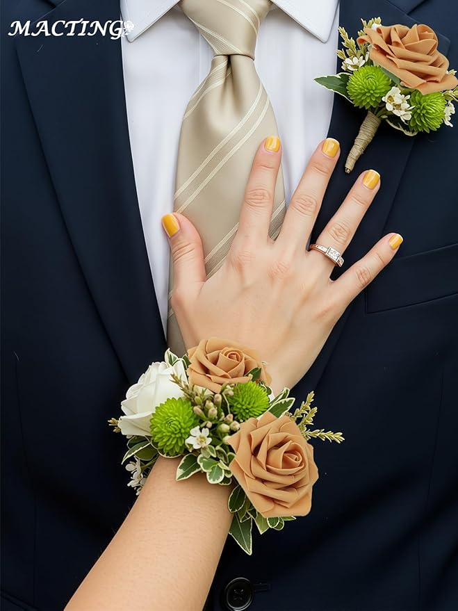 MACTING 30PCS Artificial Flower Roses Real Touch Fake Rose Flowers with Stem Foam Roses for DIY Wedding Bouquet Table Centerpieces Party Baby Shower Spring Home Valentines Day Decorations,Gold Yellow