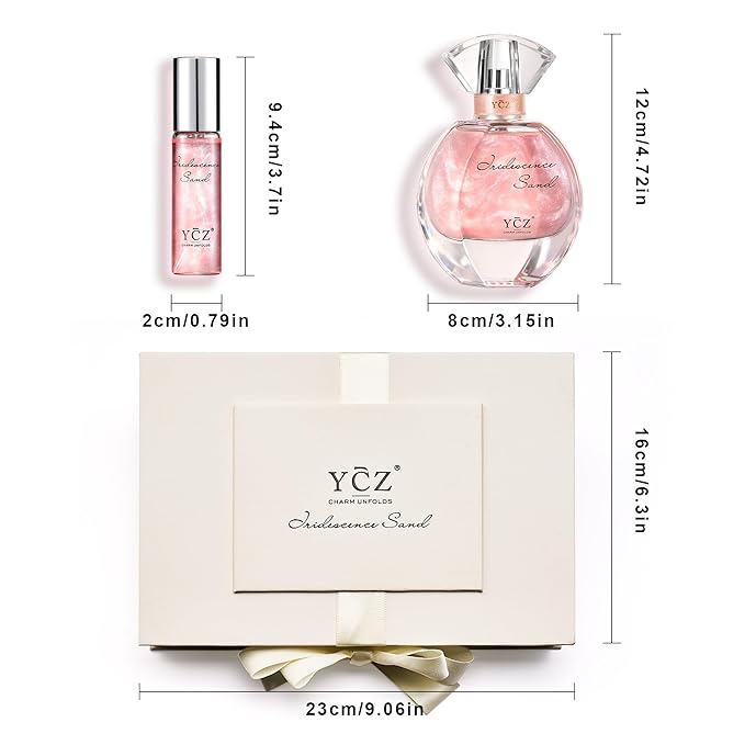 Ycz Golden Sands Women's Perfume Gift Set - 3-Piece Floral Oriental Fragrance with Grapefruit Rose Notes,50ml & 15ml Perfumes,Camellia Diffuser Stone,Elegant Gift Box,Long-Lasting Sillage Unique Gift