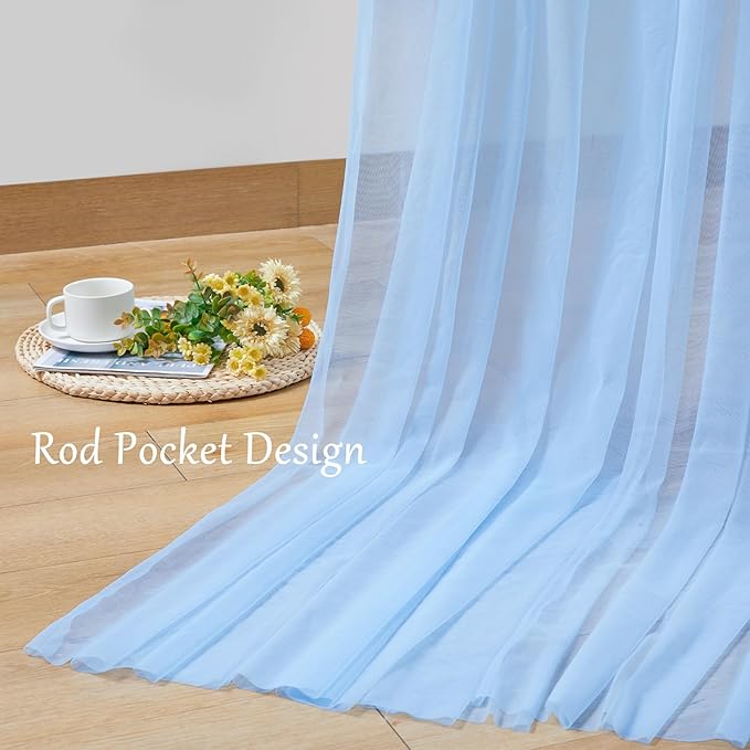 10x10 Blue Tulle Backdrop Curtains for Parties, Sheer Backdrop Curtain Wedding Photo Background Drapes for Baby Shower Photography Birthday Party