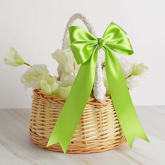 MEEDEE Lime Satin Ribbon 1-1/2 inch Lime Ribbon Double Faced Satin Ribbon by 50 Yards Lime Green Ribbon for Christmas Tree, Wreaths, Crafts, Satin Weddings, Flower Bouquet, Holiday Decorating