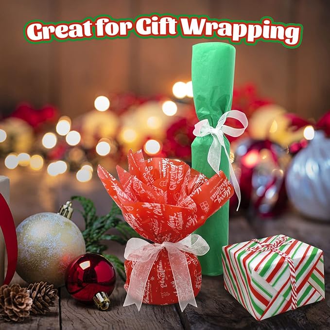 120 Sheets Christmas Tissue Paper for Gift Bags Wrapping, Assortment Holiday Tissue Paper for Gift Wrapping, Gift Decoration, Art & Craft (20 x 20 inches)