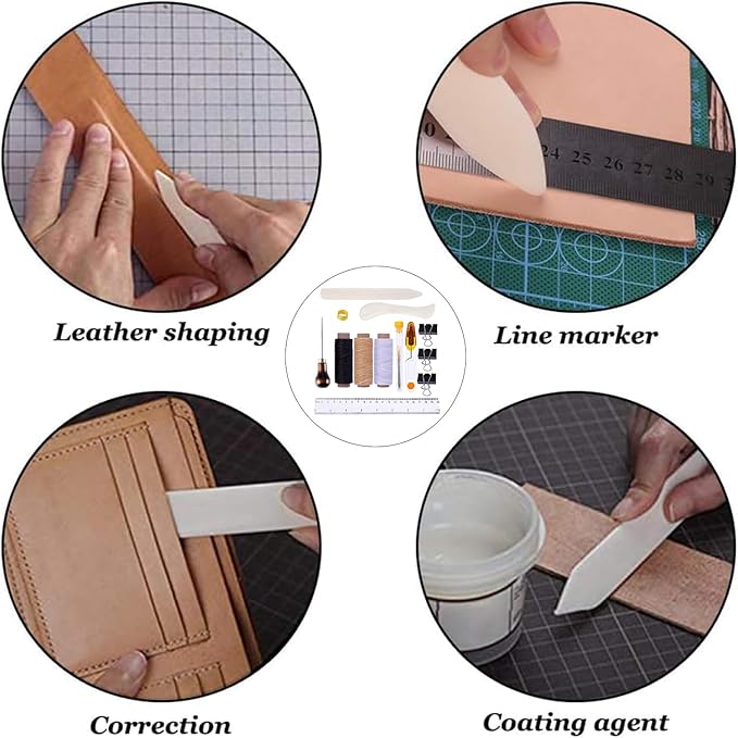 19 Pieces Bookbinding Kit Starter Tools Set Bone Folder Paper Creaser, Waxed Thread, Awl, Large-Eye Needles for DIY Bookbinding Crafts and Sewing Supplies