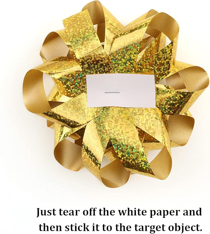 CHOIEO 15 Pcs Gift Bows Assortment, Decor for Christmas, Birthdays, Weddings, Holiday Embellishments, Presents, Wrapping Paper, Anniversaries, Baby Showers, Bridal Showers, Hanukkah (Dazzel Gold)