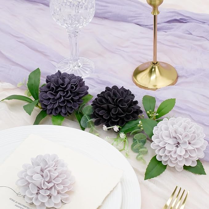 Artificial Flowers, 50pcs Realistic Artificial Rose for DIY Wedding Bouquets Centerpieces Arrangements, Gradient Violet Shades Dahlia Flowers with Stem for Bridal Shower Party