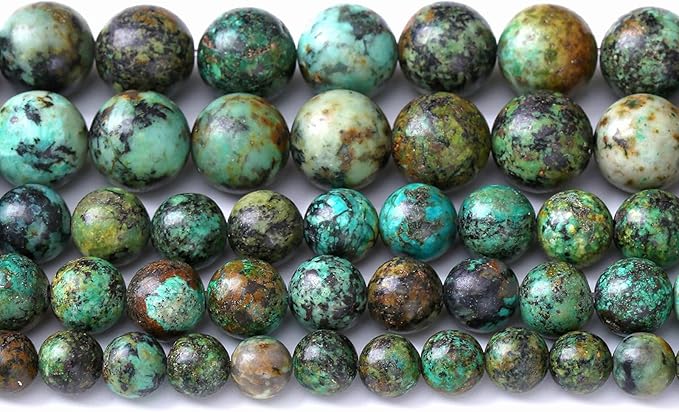 12MM 30PCS Natural Stone Green African Turquoise Spacer Loose Beads for Jewelry Making DIY Bracelet Necklace